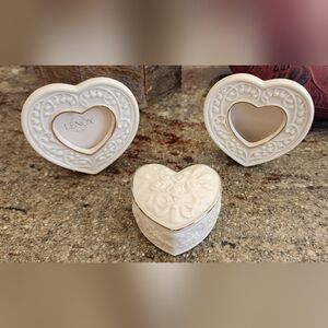 Lenox Heart-Shaped Frames And Lenox Heart Shaped Jewelry/Trinket Box